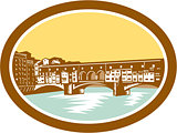Arch Bridge Ponte Vecchio Florence Woodcut