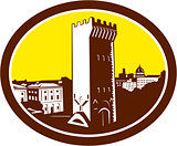Tower of San Niccolo Florence Woodcut