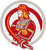 Fireman Firefighter Standing Folding Arms Circle