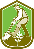 Gardener Landscaper Digging Shovel Cartoon