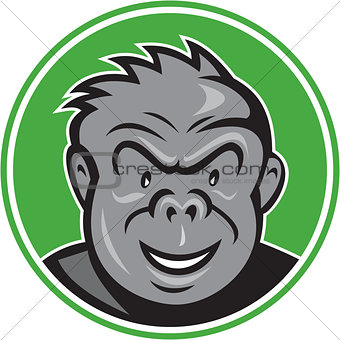 Angry Gorilla Head Circle Cartoon