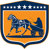 Horse and Jockey Harness Racing Shield Retro