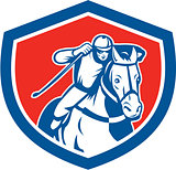 Horse Racing Jockey Shield Retro