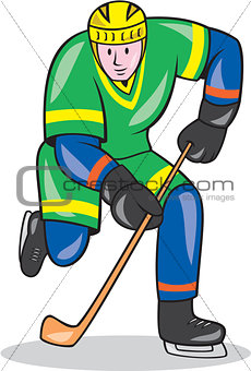 Ice Hockey Player With Stick Cartoon