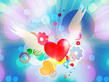 Red heart with angel wings