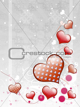 Red hearts on gray background