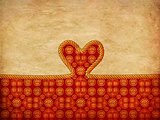 Rope heart on decorative paper