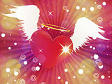 Shiny heart with angel wings
