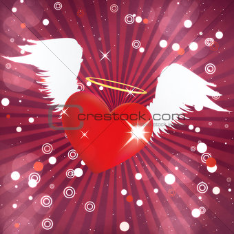 Shiny heart with angel wings