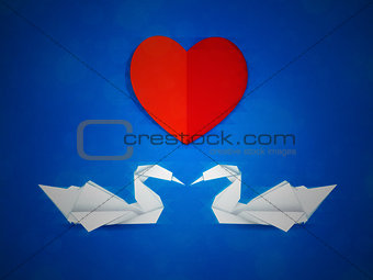Swans and red heart