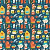 seamless pattern with colorful cooking icons