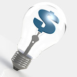 Light bulb with blue dollar