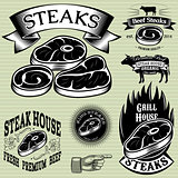 set template for grilling, barbecue, steak house, menu
