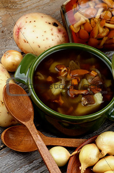 Soup with Chanterelle Mushrooms