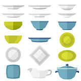 flat design dinnerware set