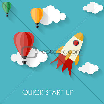 Quick Start Up Flat Concept Vector Illustration