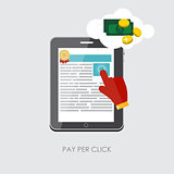 Pay Per Click Flat Concept for Web Marketing. Vector Illustration