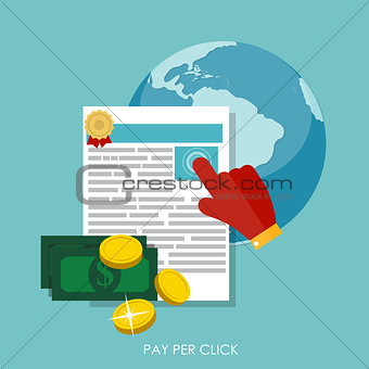 Pay Per Click Flat Concept for Web Marketing. Vector Illustration
