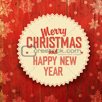 Merry Christmas Design On Red Planks Texture