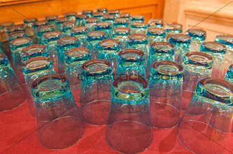 Rows of drinking glasses