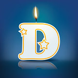 Candle letter D with flame