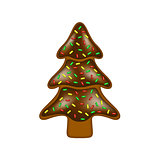 Christmas gingerbread in shape of tree with chocolate