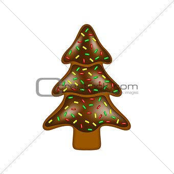 Christmas gingerbread in shape of tree with chocolate