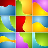 Abstract bright wavy backgrounds set