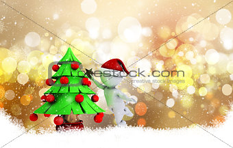 Christmas background with 3d morph man