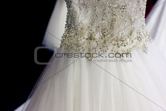 Rhinestones on bridal gown