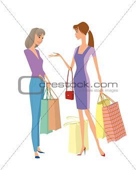 Two girls shopping