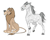 Horse and lion