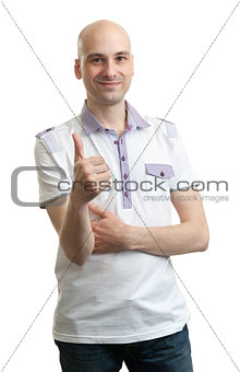 casual Man showing his thumb up