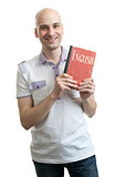 English education. Happy casual man with book