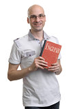 English education. Happy casual man with book