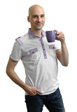 Young casual man with cup of coffee