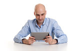 Happy Young Man Using Digital Tablet