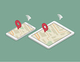 synchronization of smartphone and tablet pc using maps