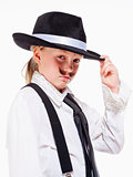 Little Girl with Hat Posing as a Gangster