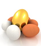 Eggs and gold easter egg