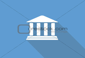 Flat Design Concept Bank Icon Vector Illustration With Long Shadow
