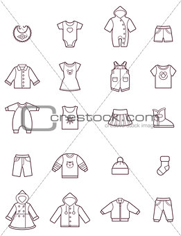 Baby clothes icon set
