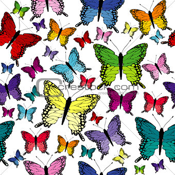 Colorful seamless with butterflies