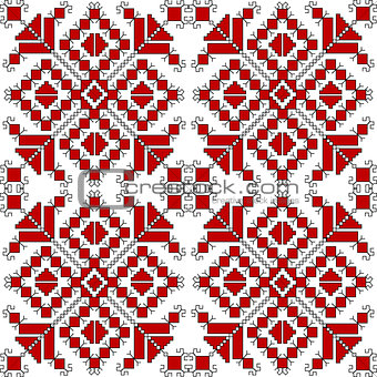 Red and black ethnic ornaments over white background