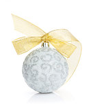 Christmas bauble with golden ribbon