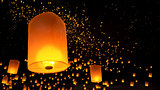 beautiful Lanterns flying n the night sky