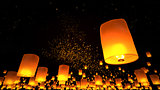 beautiful Lanterns flying n the night sky