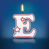 Candle letter E with flame