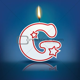 Candle letter G with flame