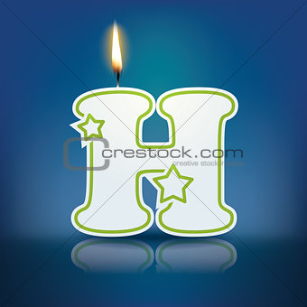 Candle letter H with flame